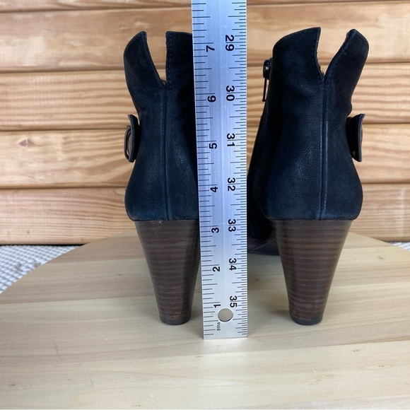 Paul Green Munchen Black Nubuck Leather Side Zip Ankle Boots High Heel Booties - Picture 5 of 13